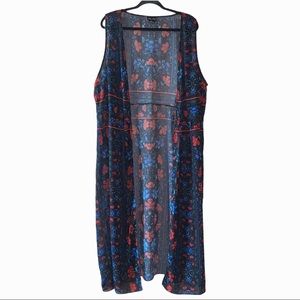 City Chic sleeveless duster kimono sheer floral XL